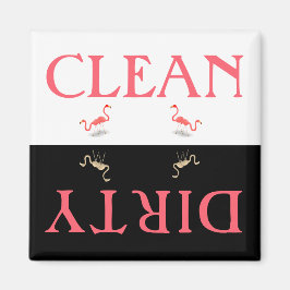 Clean Dirty Flamingo Dishwasmachine Magneet