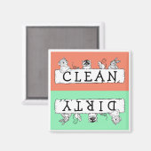Clean Dirty Forest Critters Dishwaser Magnet (Voorkant / Achterkant)