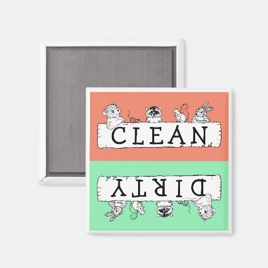 Clean Dirty Forest Critters Dishwaser Magnet (Voorkant / Achterkant)
