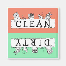 Clean Dirty Forest Critters Dishwaser Magnet