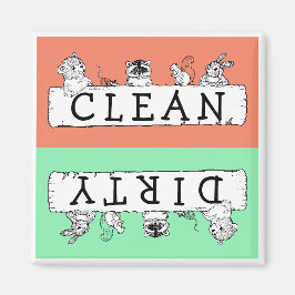 Clean Dirty Forest Critters Dishwaser Magnet
