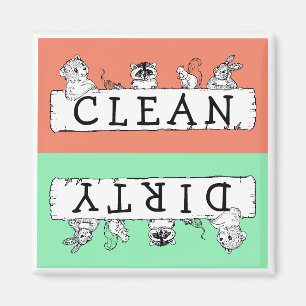 Clean Dirty Forest Critters Dishwaser Magnet