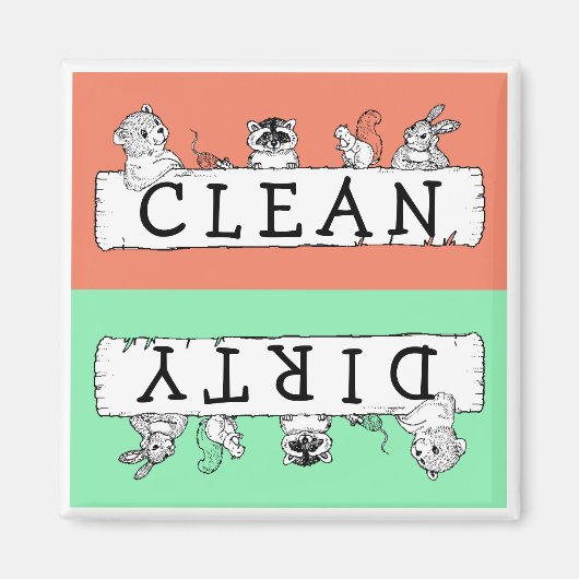 Clean Dirty Forest Critters Dishwaser Magnet (Voorkant)
