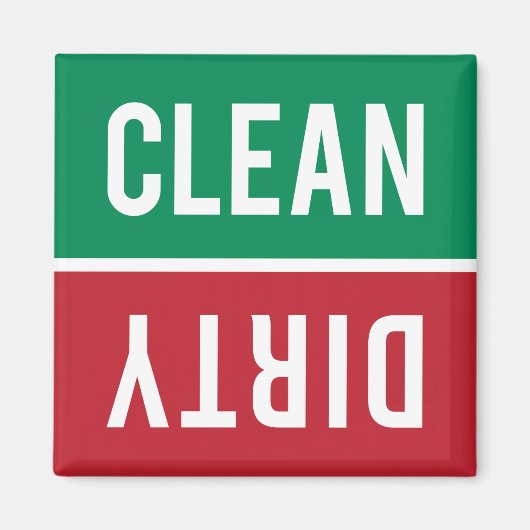 Clean Dirty Green White en Red Dishwasmachine Magneet (Voorkant)