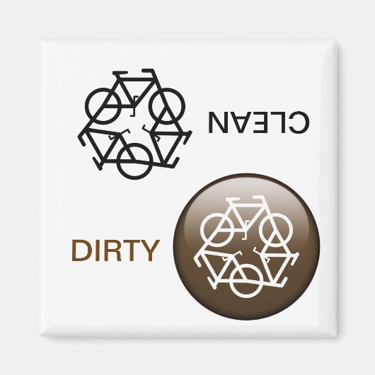 "CLEAN / DIRTY" Herwasmachine Magnet (Voorkant)
