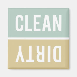 Clean Dirty Jade Green en Tan Dishwasmachine Magneet