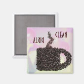 "CLEAN / DIRTY" Koffieboon Mok Vaatwasser Magneet (Voorkant / Achterkant)