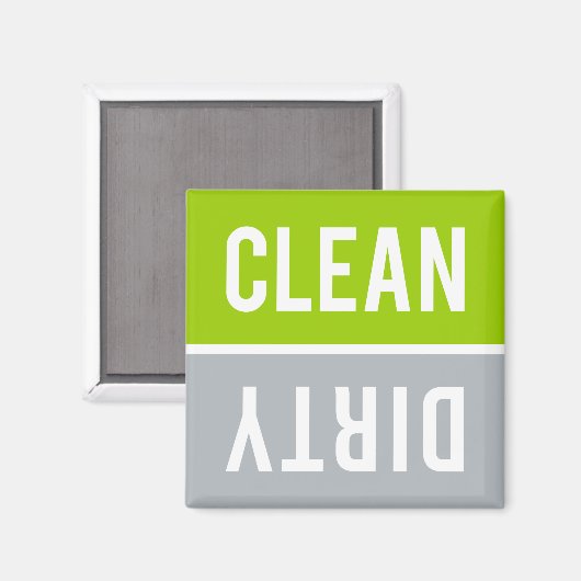 Clean Dirty Lime Green en Grey Dishwasmachine Magneet (Voorkant / Achterkant)