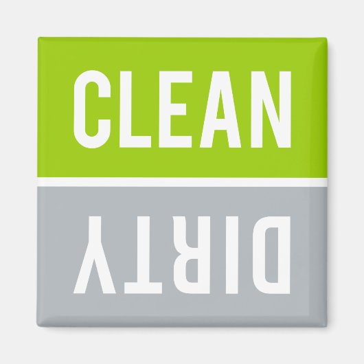 Clean Dirty Lime Green en Grey Dishwasmachine Magneet (Voorkant)