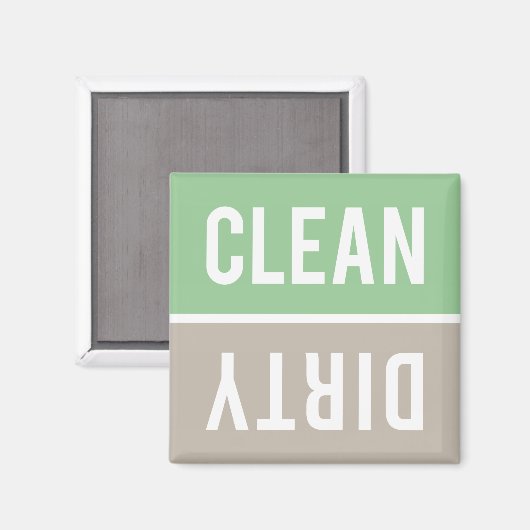 Clean Dirty Mint Green en Beige Dishwasmachine Magneet (Voorkant / Achterkant)