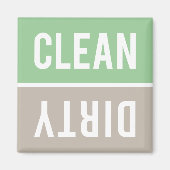 Clean Dirty Mint Green en Beige Dishwasmachine Magneet (Voorkant)