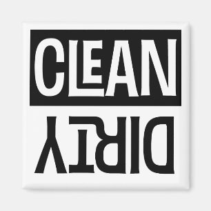 Clean Dirty Modern Simple Dishwasmachine Magneet