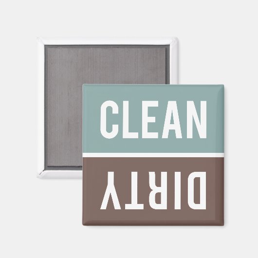 Clean Dirty Muted Aqua Blue en Brown Dishwasmachin Magneet (Voorkant / Achterkant)