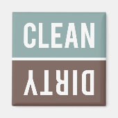Clean Dirty Muted Aqua Blue en Brown Dishwasmachin Magneet (Voorkant)