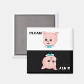 Clean Dirty Pig Cartoon Magneet (Voorkant / Achterkant)