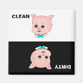 Clean Dirty Pig Cartoon Magneet (Voorkant)