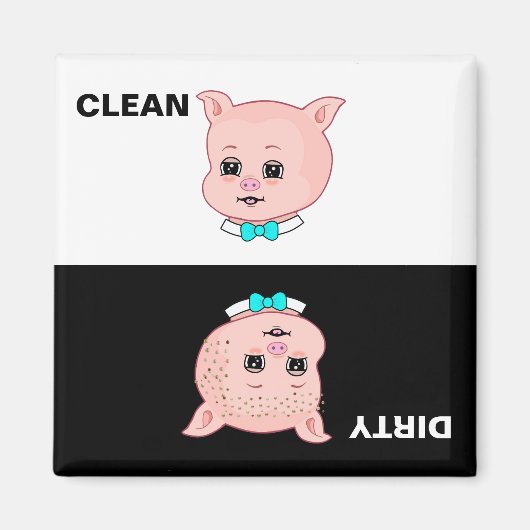 Clean Dirty Pig Cartoon Magneet (Voorkant)