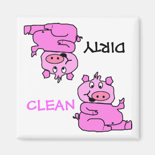 "CLEAN / DIRTY" Roze wasmachine Magnet