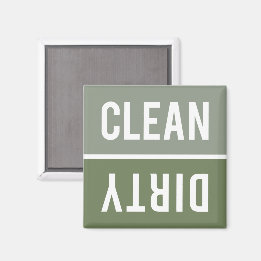 Clean Dirty Sage Olive Green Dishwasmachine Magneet