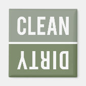Clean Dirty Sage Olive Green Dishwasmachine Magneet (Voorkant)