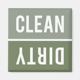 Clean Dirty Sage Olive Green Dishwasmachine Magneet