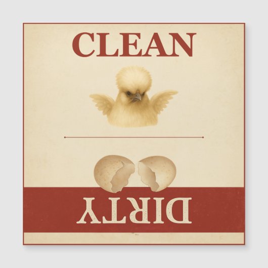 Clean Dirty Silkie Kip Vaatwasser Magneet Kaart (Voorkant)