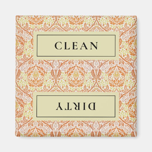 CLEAN DIRTY Sinaasappel Bloemen Afwasmachine Magneet (Voorkant)