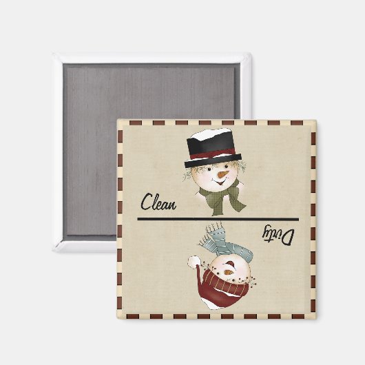 Clean/Dirty Snowmen Magnet (Voorkant / Achterkant)