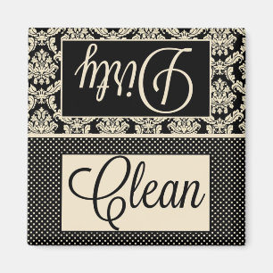 Clean Dirty Stippen en Damask Dishwasher Magnet