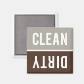 Clean Dirty Taupe Grey en Brown Dishwasmachine Magneet (Voorkant / Achterkant)