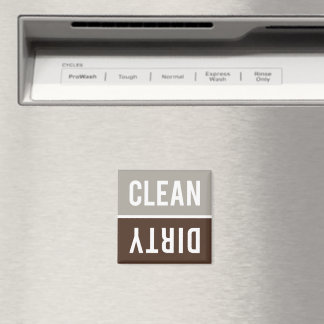 Clean Dirty Taupe Grey en Brown Dishwasmachine Magneet