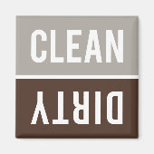 Clean Dirty Taupe Grey en Brown Dishwasmachine Magneet (Voorkant)