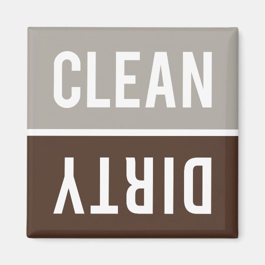 Clean Dirty Taupe Grey en Brown Dishwasmachine Magneet (Voorkant)