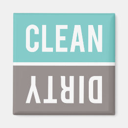 Clean Dirty Turquoise Blue en Grey Dishwasmachine Magneet