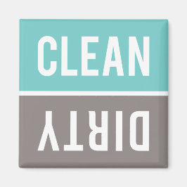 Clean Dirty Turquoise Blue en Grey Dishwasmachine Magneet