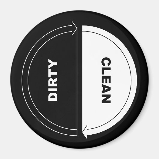 Clean-Dirty vaatwasser magneet (op zwart) (Voorkant)