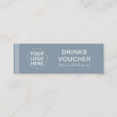 Clean Dusty Blue Drink Voucher Business Logo Mini Visitekaartje (Voorkant)