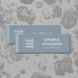 Clean Dusty Blue Drink Voucher Business Logo Mini Visitekaartje