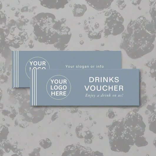 Clean Dusty Blue Drink Voucher Business Logo Mini Visitekaartje