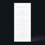 Clean Dusty Blue Elegant Wedding Menu<br><div class="desc">Elegant huwelijksmenu met een minimale en schone lay-out met de titel in een zeer groot lettertype.</div>