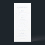 Clean Dusty Blue Elegant Wedding Menu<br><div class="desc">Elegant huwelijksmenu met een minimale en schone lay-out met de titel in een zeer groot lettertype.</div>
