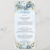 Clean Dusty Blue Gold Frame Floral Wedding Menu (Voorkant)