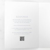 Clean Dusty Blue QR Code Elegant Wedding Drieluik Uitnodiging (Binnenzijde eerst)