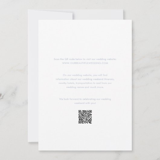 Clean Dusty Blue QR Code Elegant Wedding Kaart (Achterkant)