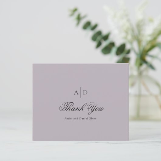 Clean Dusty Lila Budget Wedding Bedankt Card (Staand voorkant)