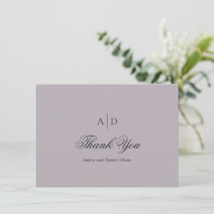 Clean Dusty Lila Classic Wedding Bedankkaart