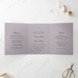 Clean Dusty Lila Classic Wedding Drieluik Uitnodiging