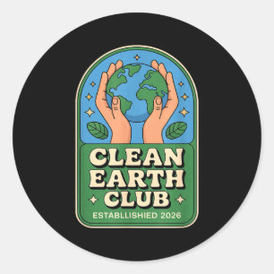 Clean earth club - eco kids milieubadge ronde sticker