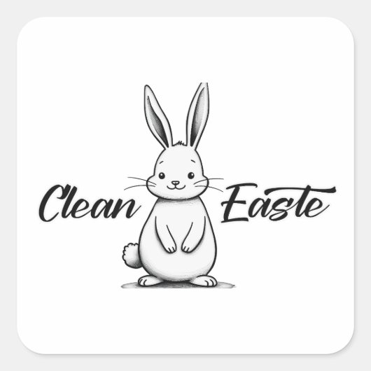 Clean Easter – Minimal Bunny Design - Autocolante Vierkante Sticker (Voorkant)