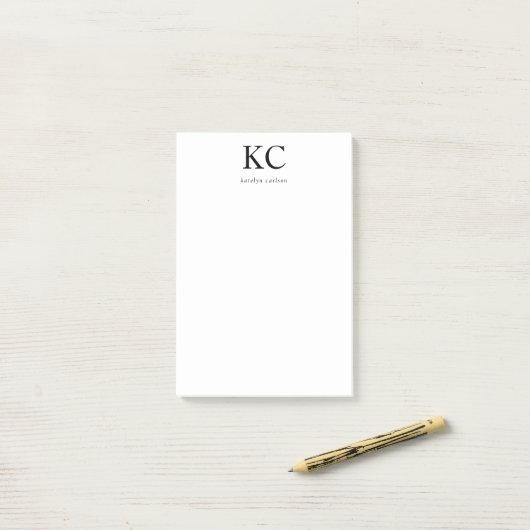 Clean Eenvoudig Classic Initiaal Monogram Post-it® Notes (Op bureau)